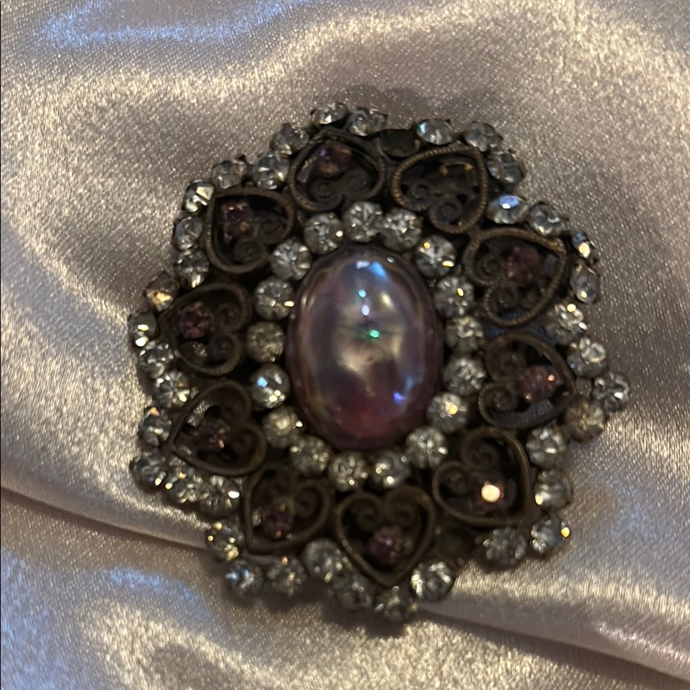 Vintage  Silver and Purple Brooch - Picture 2 of 4